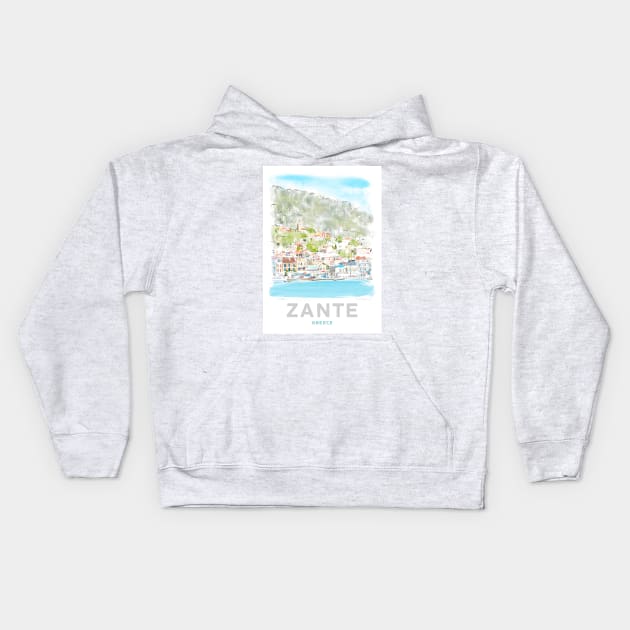 Zante Island Greece Kids Hoodie by markvickers41